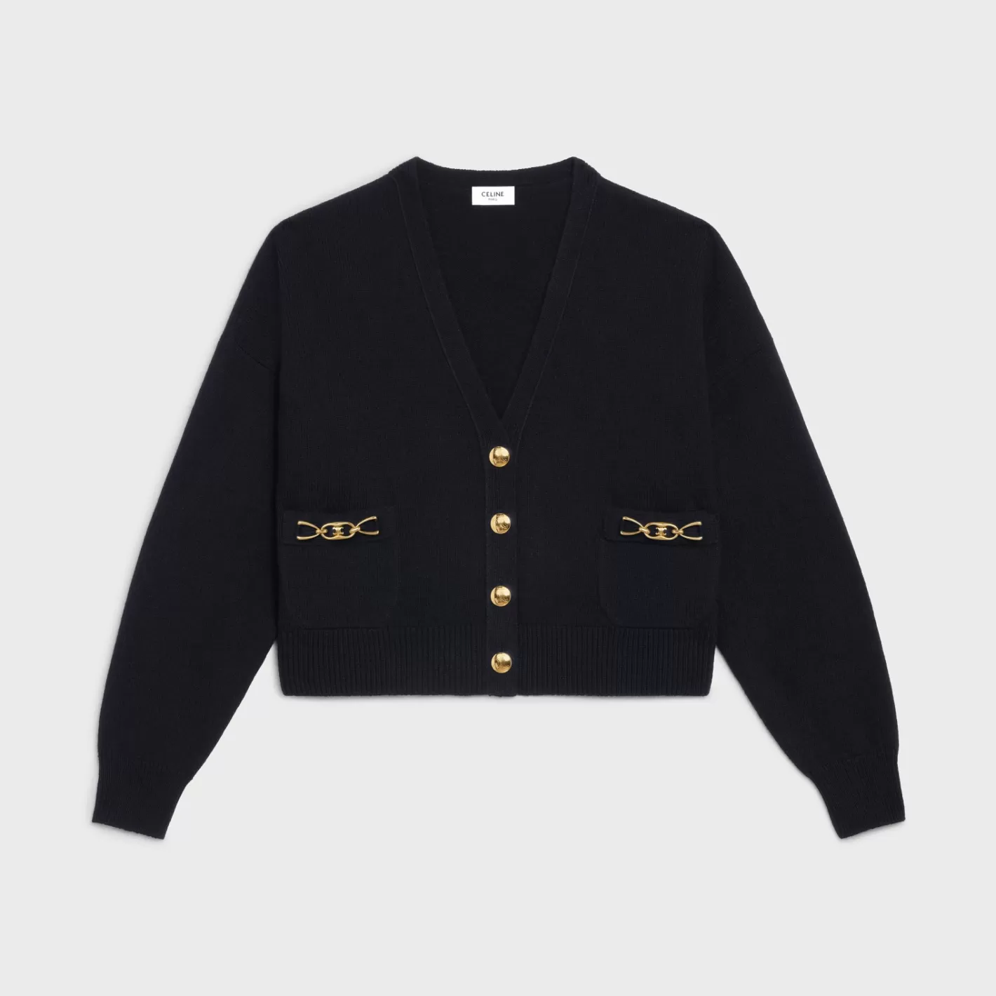 Fashion CELINE CARDIGAN WITH GOURMETTE IN HERITAGE CASHMERE BLACK