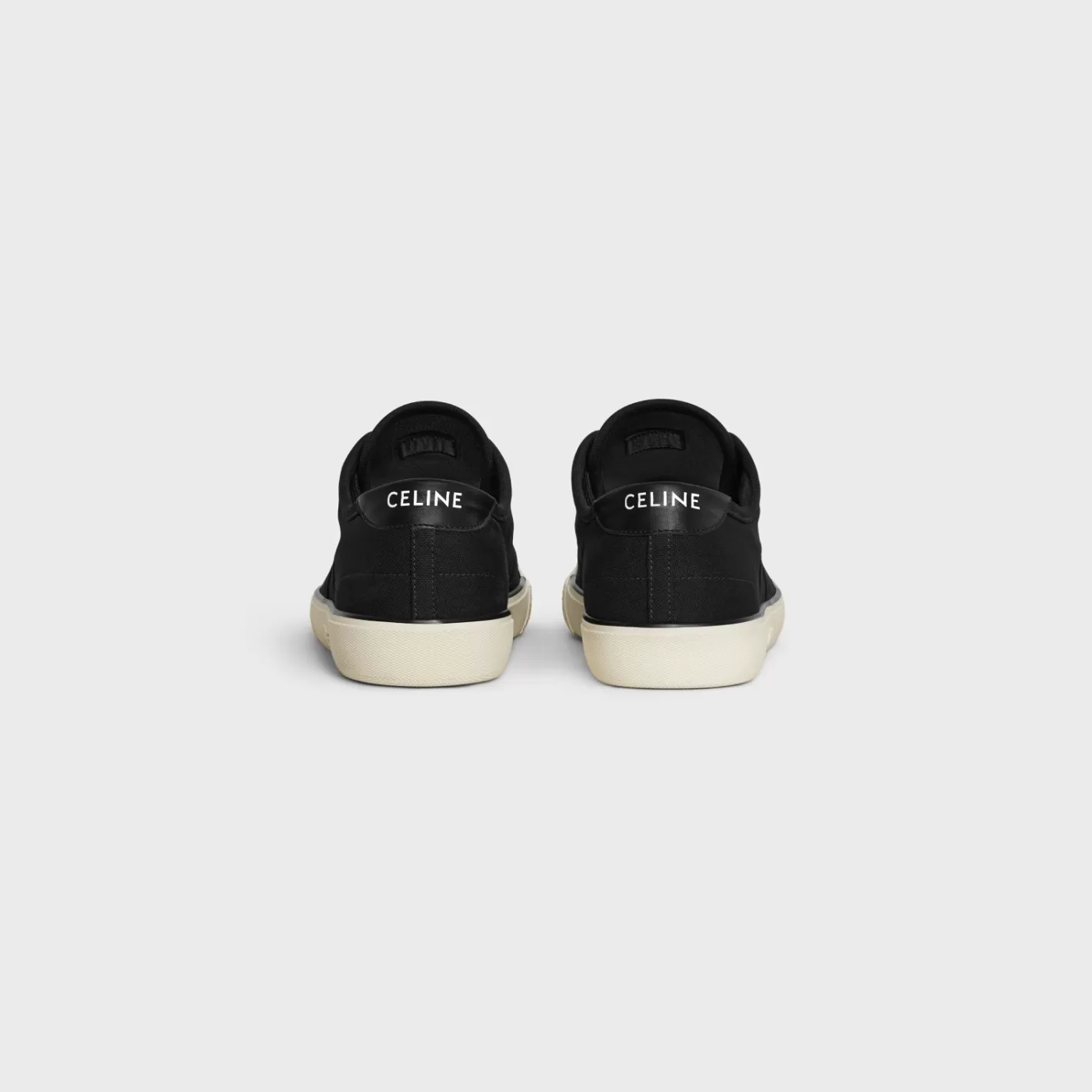 Best Sale CELINE ALAN AS-01 LOW LACE-UP SNEAKER in CANVAS AND CALFSKIN BLACK