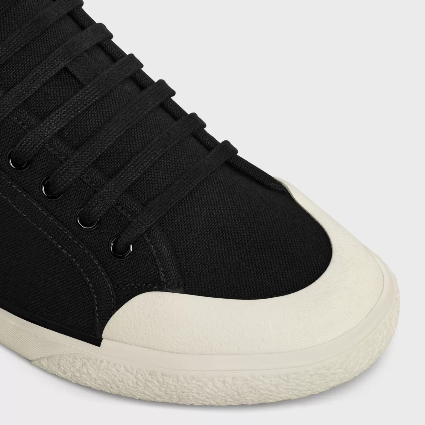 Best Sale CELINE ALAN AS-01 LOW LACE-UP SNEAKER in CANVAS AND CALFSKIN BLACK