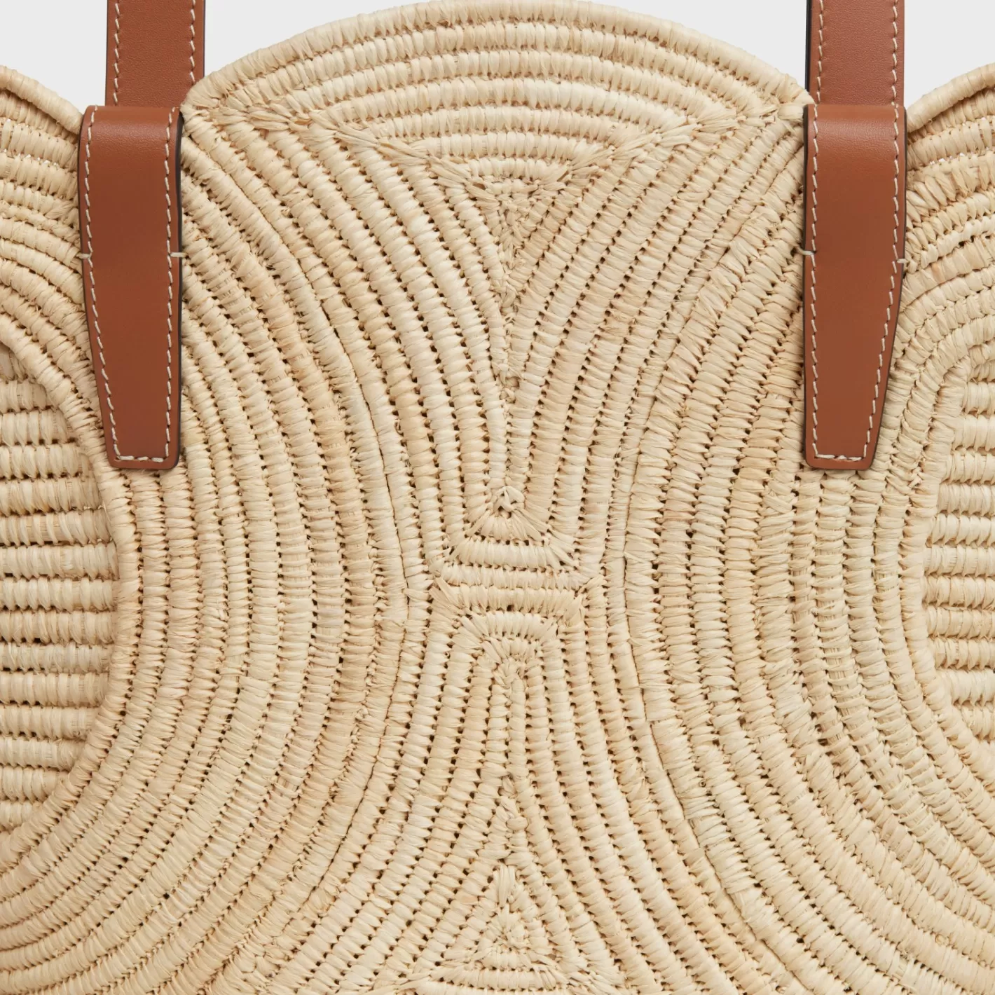 Best CELINE CLASSIC PANIER SMALL BRAIDED TRIOMPHE in RAFFIA and CALFSKIN TAN