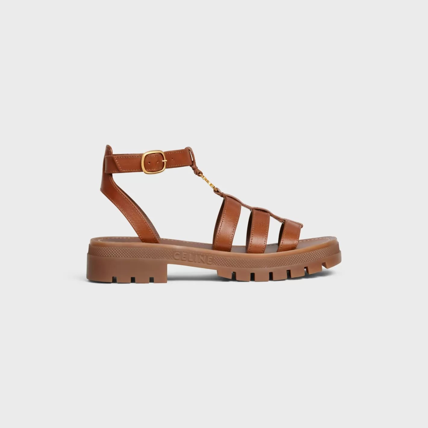 Clearance CELINE CLEA TRIOMPHE GLADIATOR SANDAL in CALFSKIN - VEGETAL NING TAN