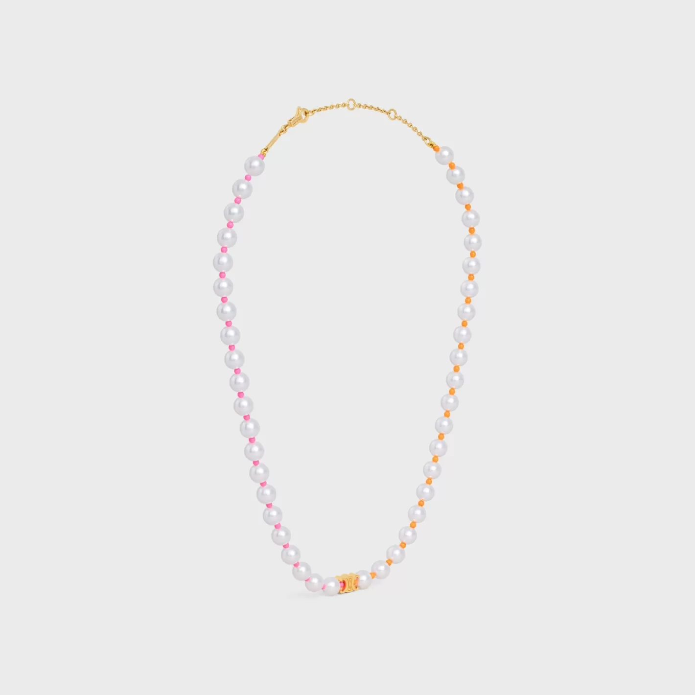Online CELINE Plage Pearl Necklace in Brass with Gold Finish and Resin Pearls MULTICOLOR