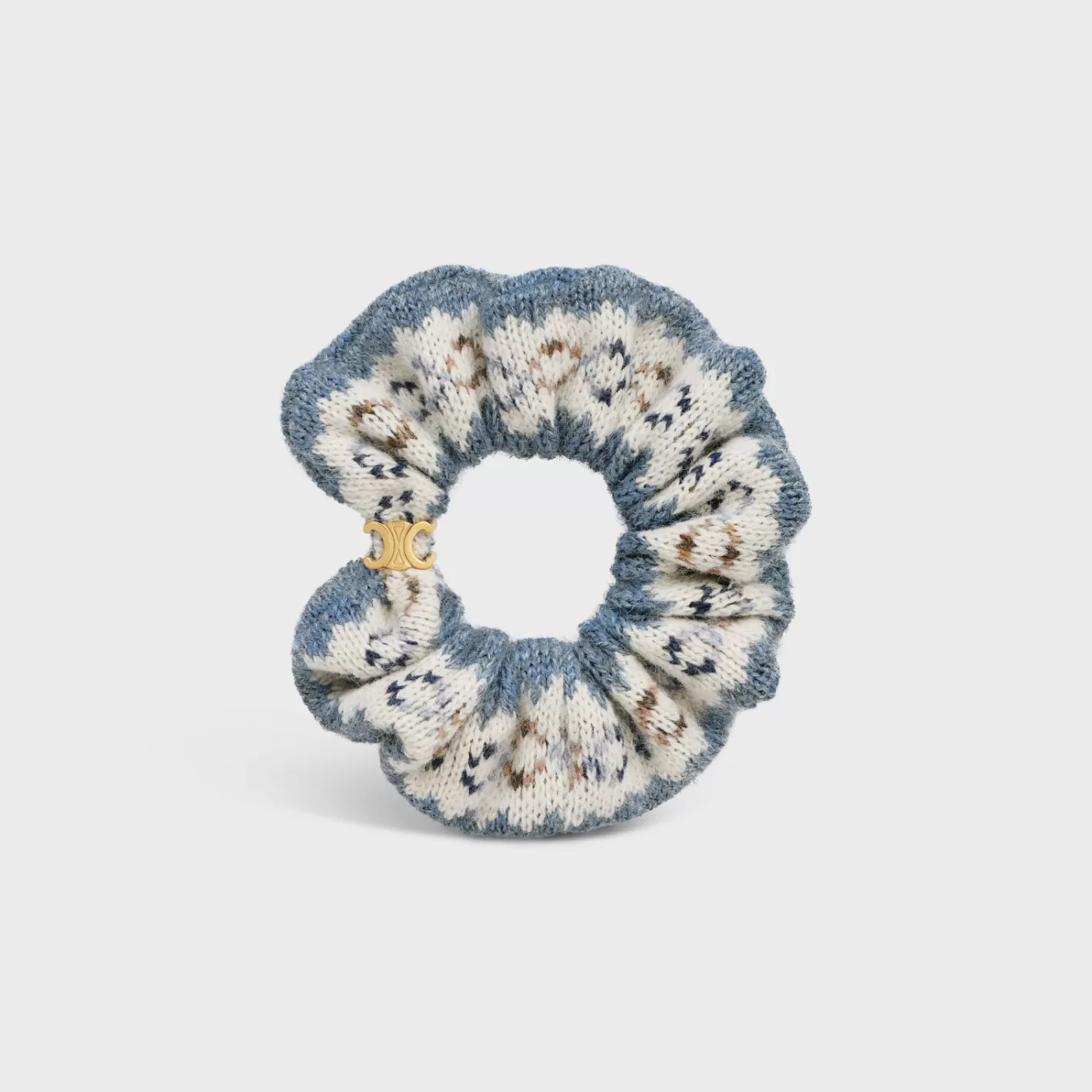 Sale CELINE Scrunchy Fair Isle in Wool and Brass with Gold finish BLUE/GOLD