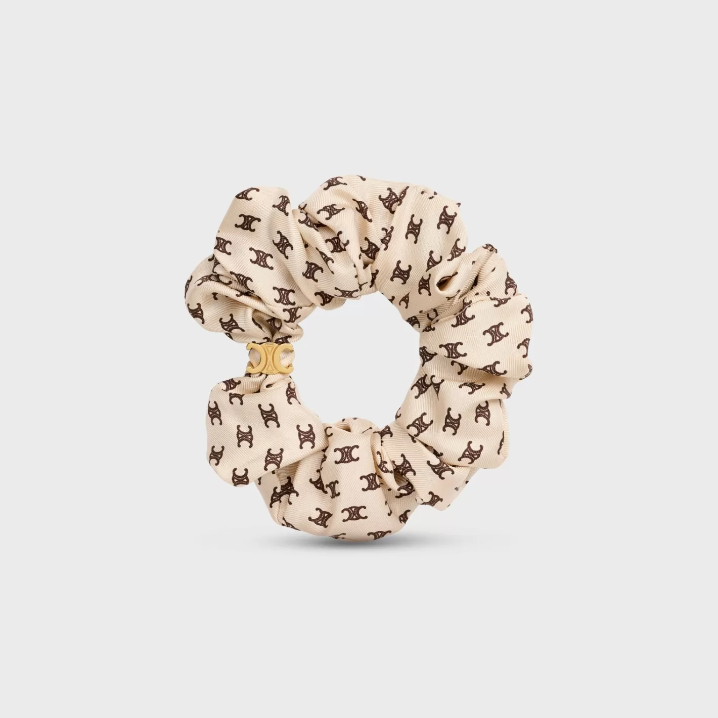 Cheap CELINE Scrunchy Mini Triomphe in Silk and Brass with Gold finish Vanilla/Chestnut