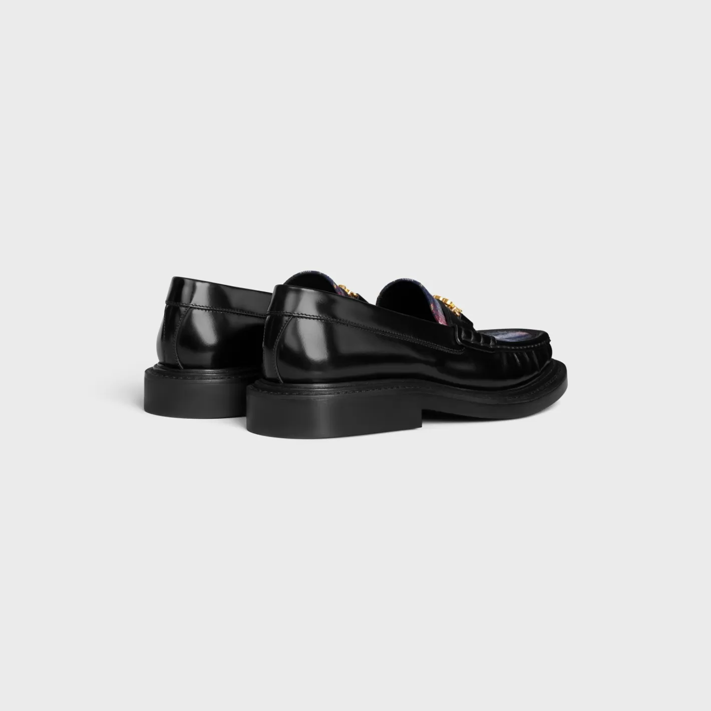 Cheap CELINE UNIVERSITÉ TRIOMPHE CHAIN LOAFER in POLISHED BULL AND TARTAN BLACK/RED