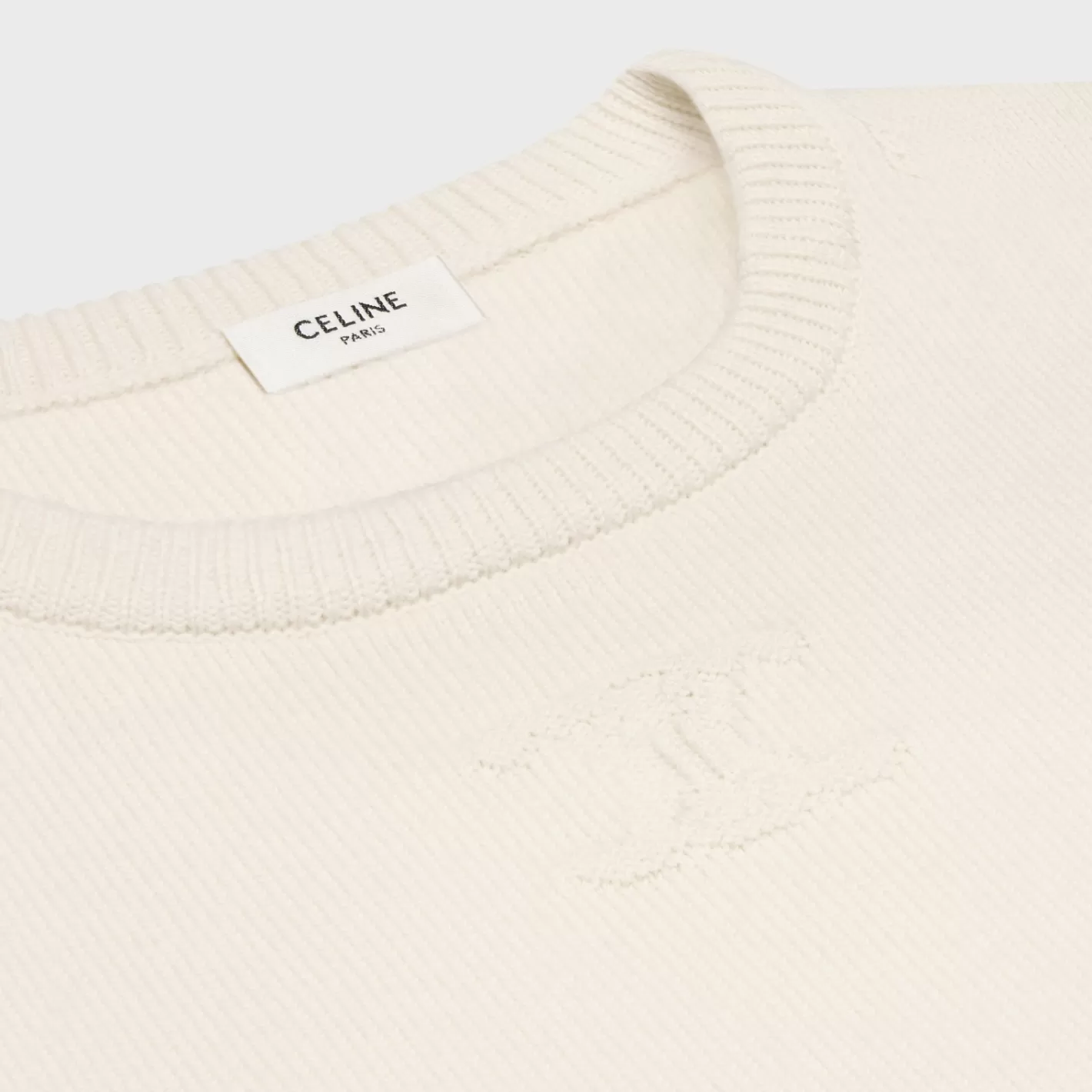 New CELINE Crew neck sweater in heritage cashmere OFFWHITE