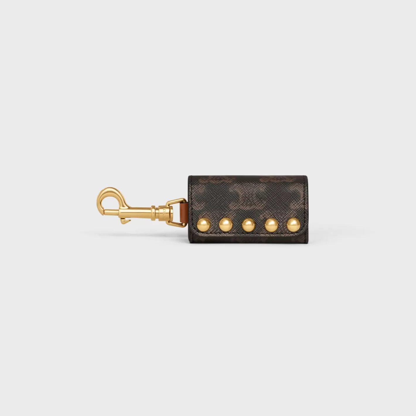 Best CELINE Dog Bags Holder in Triomphe Canvas and Calfskin with Studs TAN