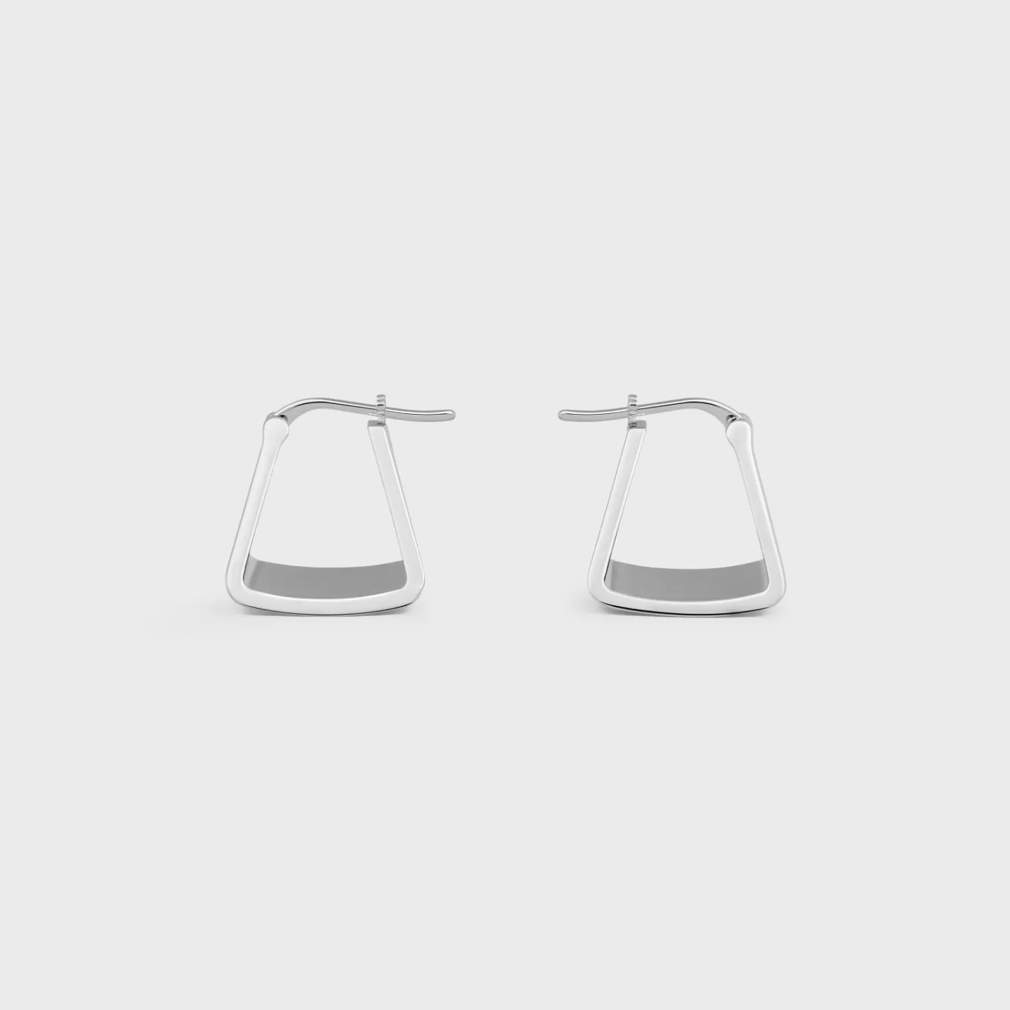 Sale CELINE Formes Abstraites Pyramid Hoops in Brass with Rhodium Finish SILVER