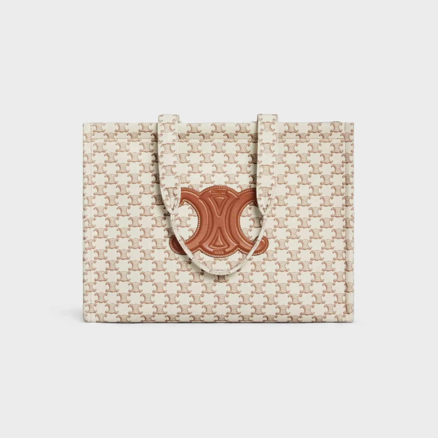 Flash Sale CELINE Large Cabas Thais in TEXTILE WITH TRIOMPHE CANVAS PRINT AND CALFSKIN WHITE