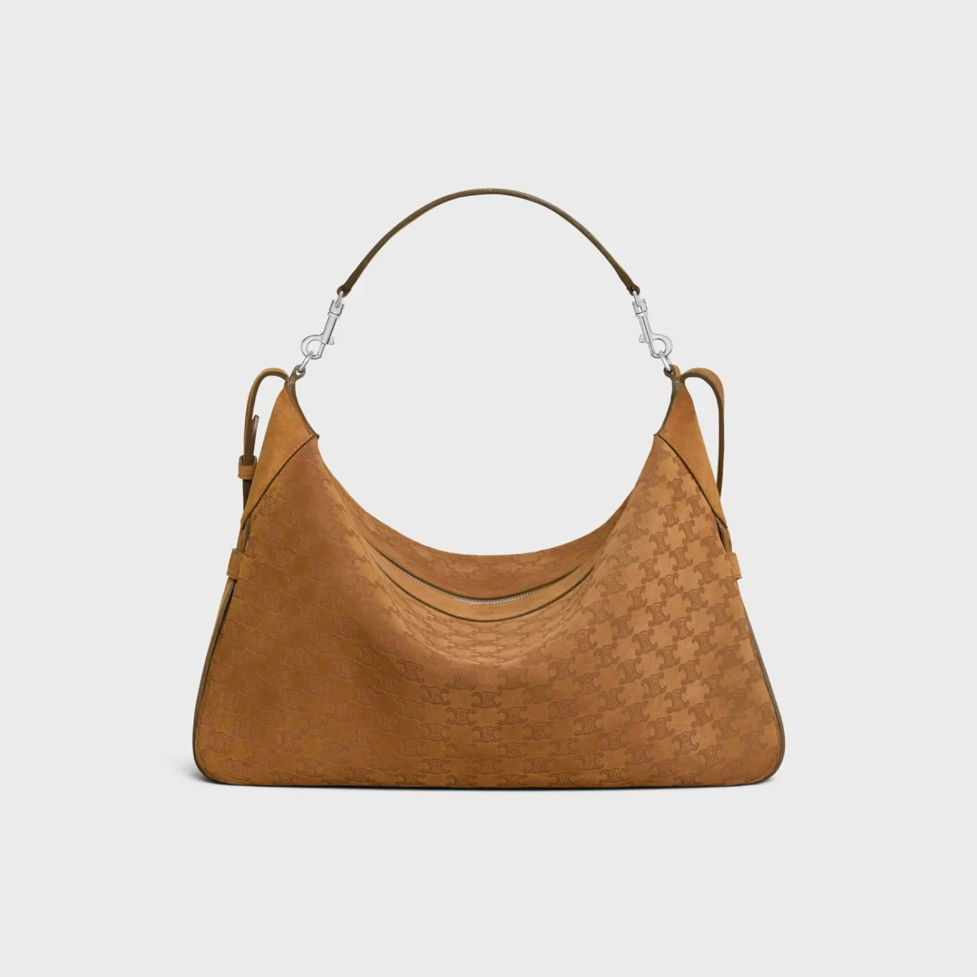 Best Sale CELINE Large Strap Romy in SUEDE CALFSKIN WITH TRIOMPHE ALL OVER HAVANA