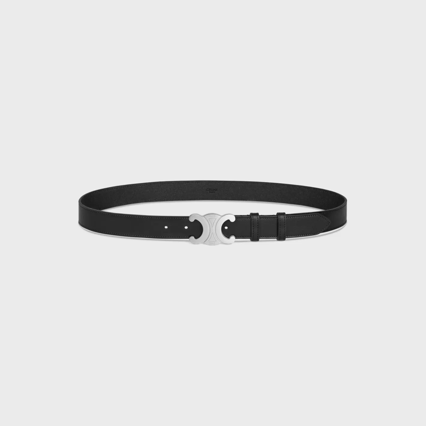 Flash Sale CELINE Large triomphe belt in VINTAGE CALFSKIN BLACK