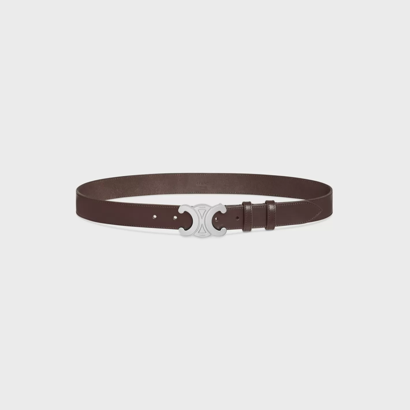 Hot CELINE Large triomphe belt in VINTAGE CALFSKIN DARKBROWN