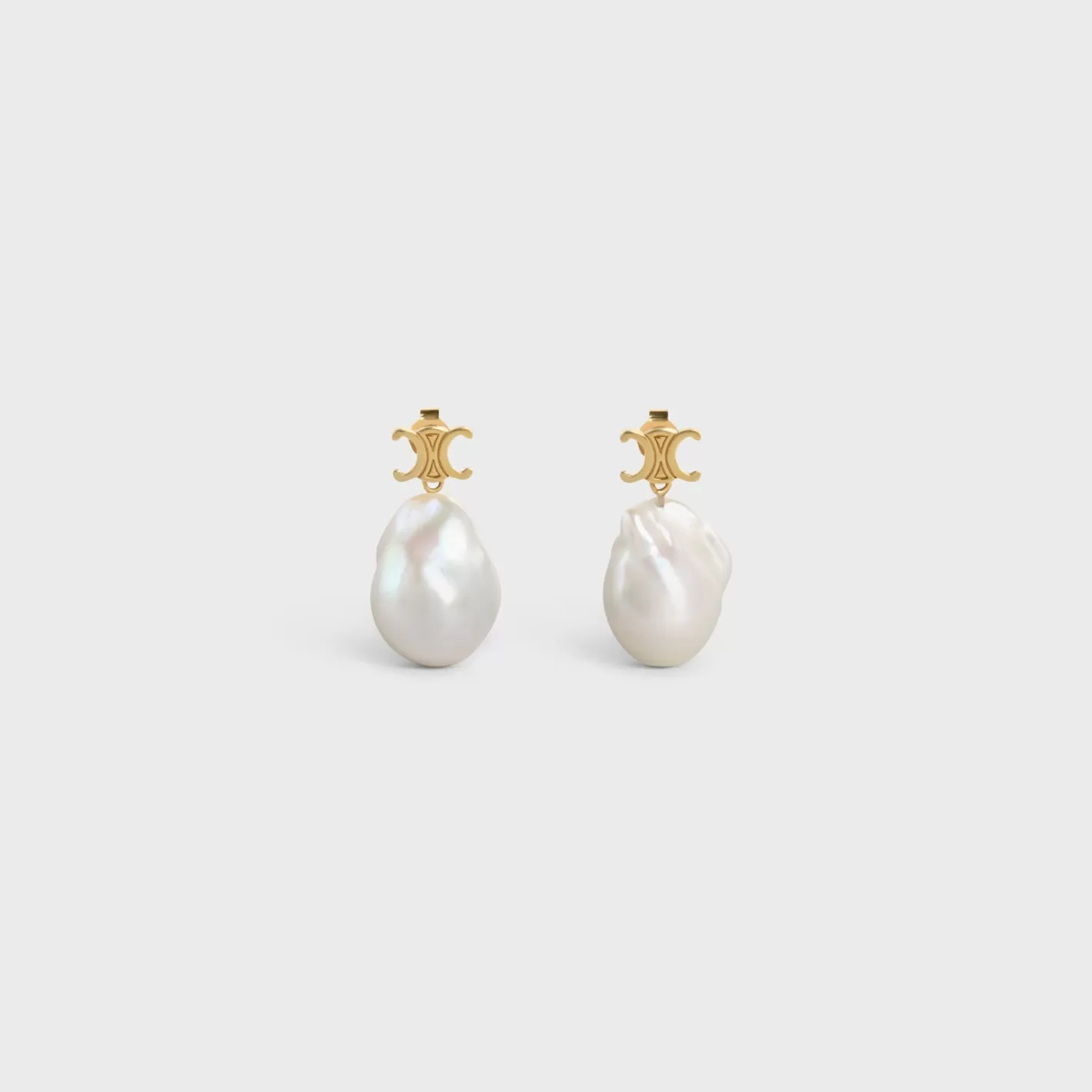 Shop CELINE Les Perles Baroque Earrings in Brass with Gold Finish and Cultured Pearls GOLD/IVORY
