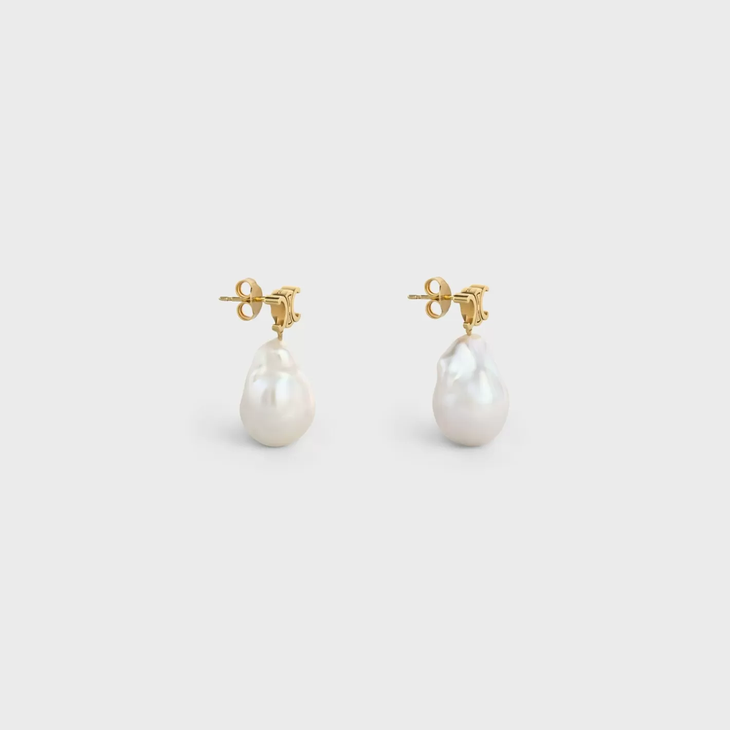 Shop CELINE Les Perles Baroque Earrings in Brass with Gold Finish and Cultured Pearls GOLD/IVORY