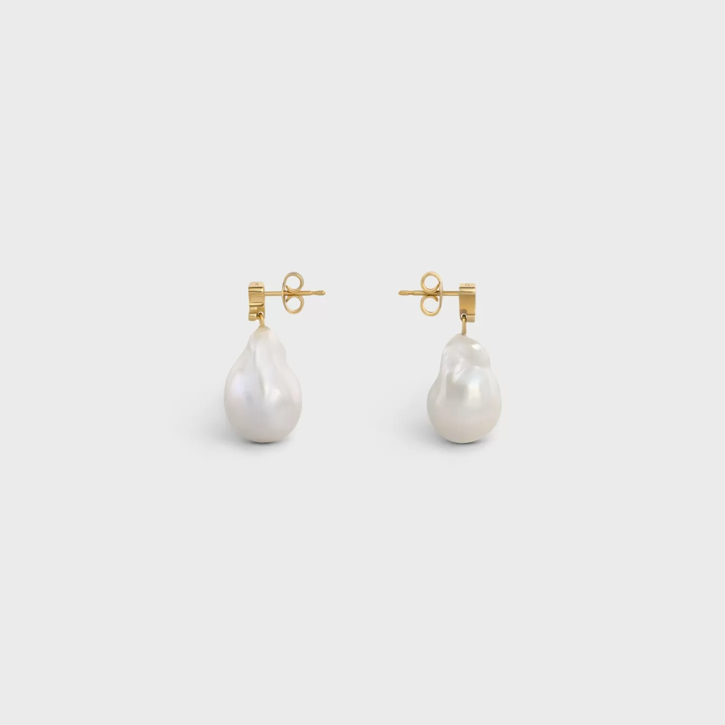 Shop CELINE Les Perles Baroque Earrings in Brass with Gold Finish and Cultured Pearls GOLD/IVORY