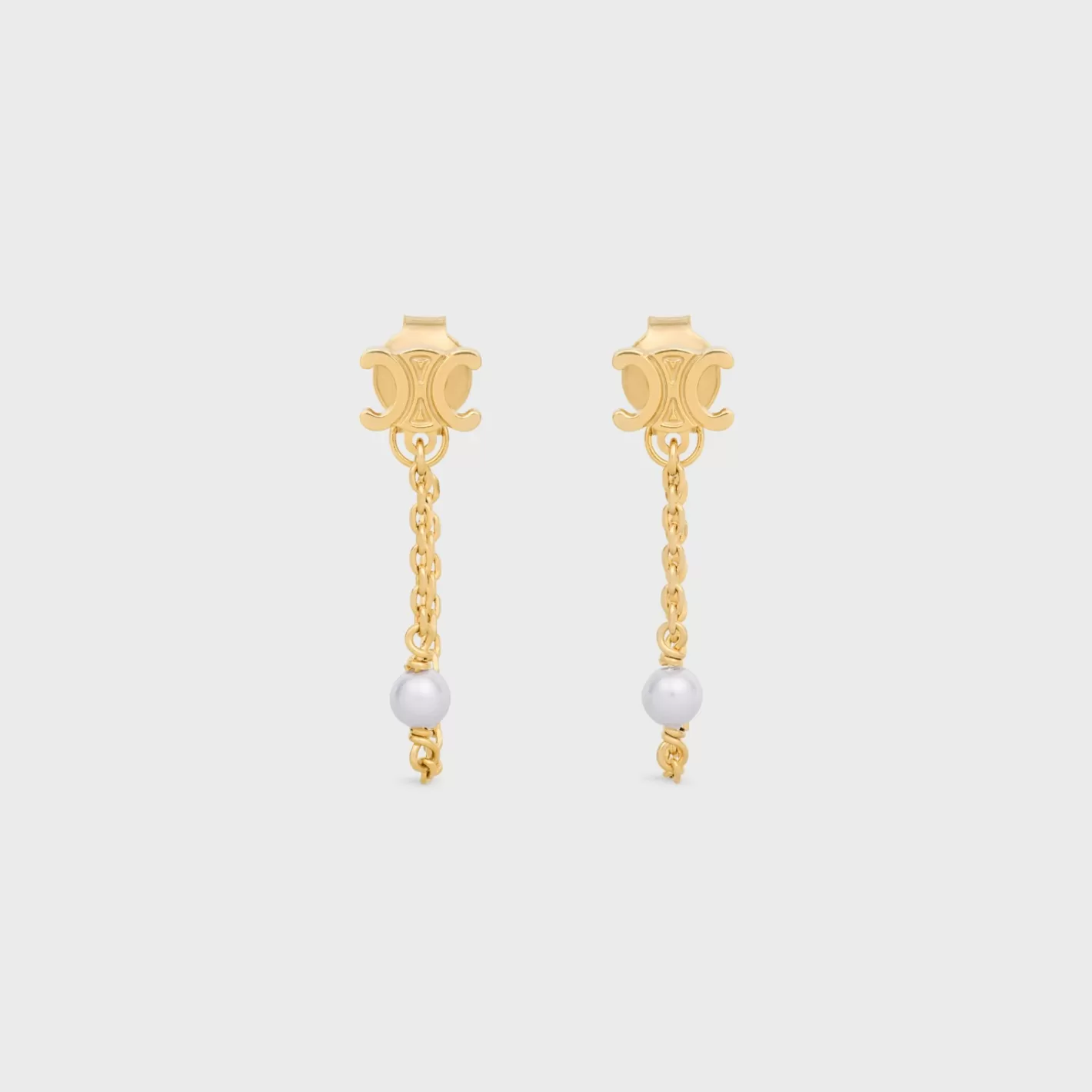 Online CELINE Les Perles Chain Earrings in Brass with Gold Finish and Resin Pearls GOLD/IVORY