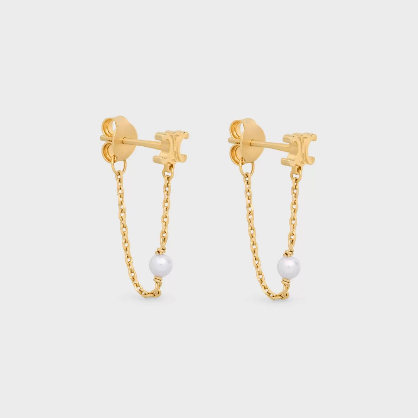 Online CELINE Les Perles Chain Earrings in Brass with Gold Finish and Resin Pearls GOLD/IVORY