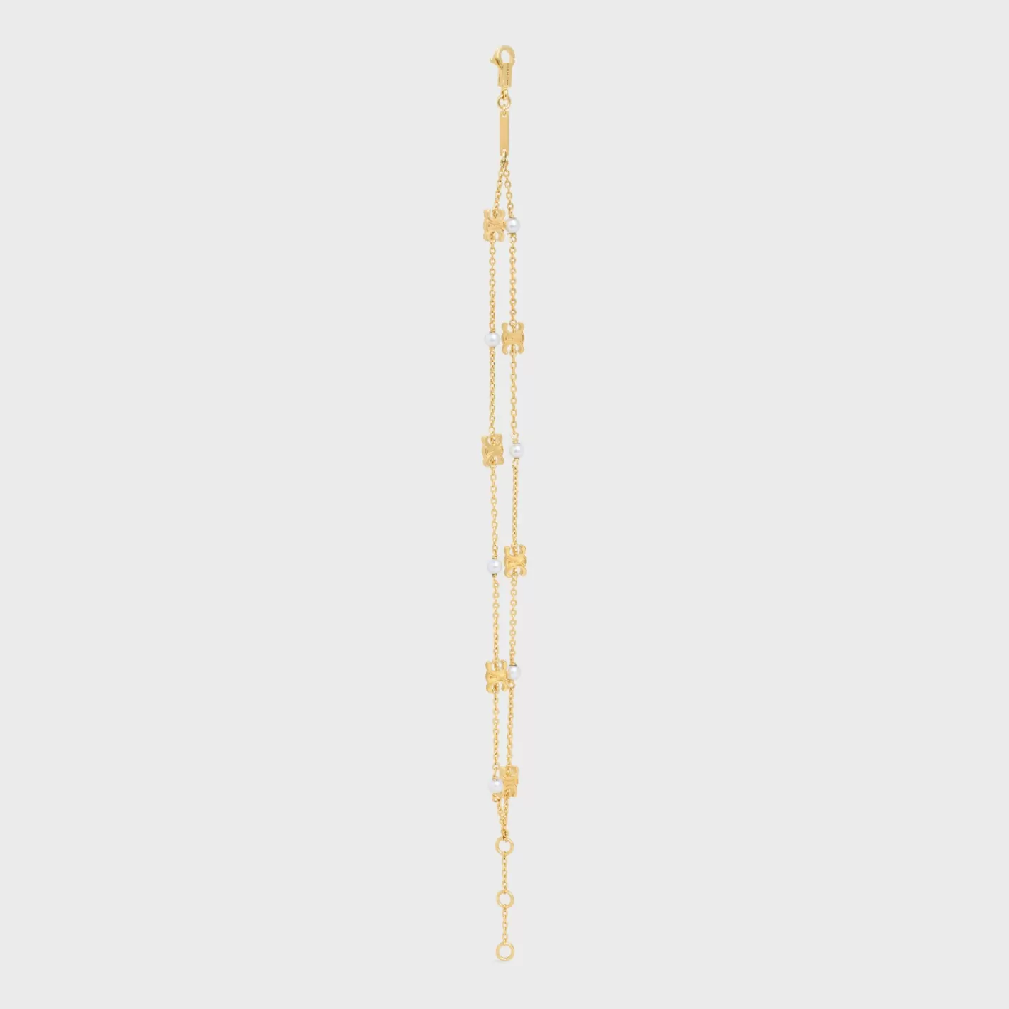 Discount CELINE Les Perles Double Bracelet in Brass with Gold Finish and Resin Pearls GOLD/IVORY