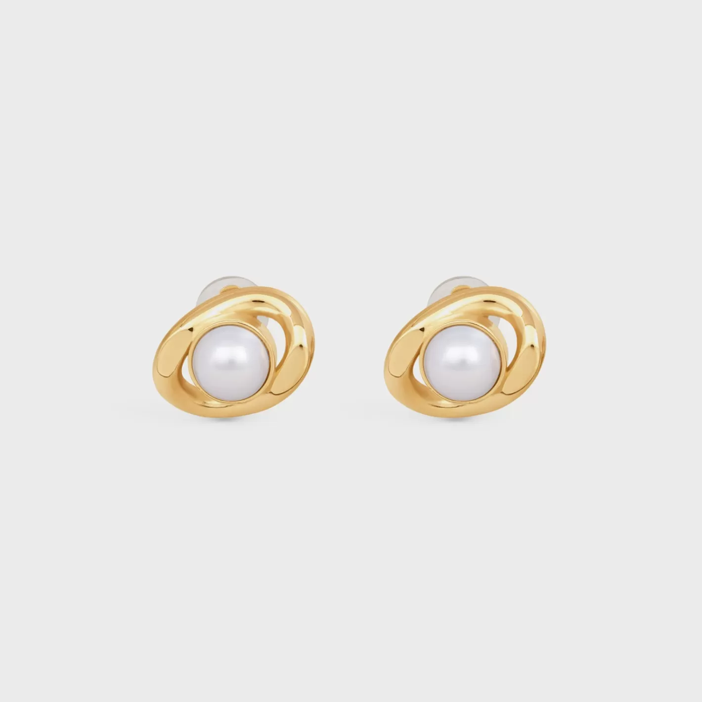 Sale CELINE Les Perles Maillon Earrings in Brass with Gold Finish and Resin Pearls GOLD/IVORY
