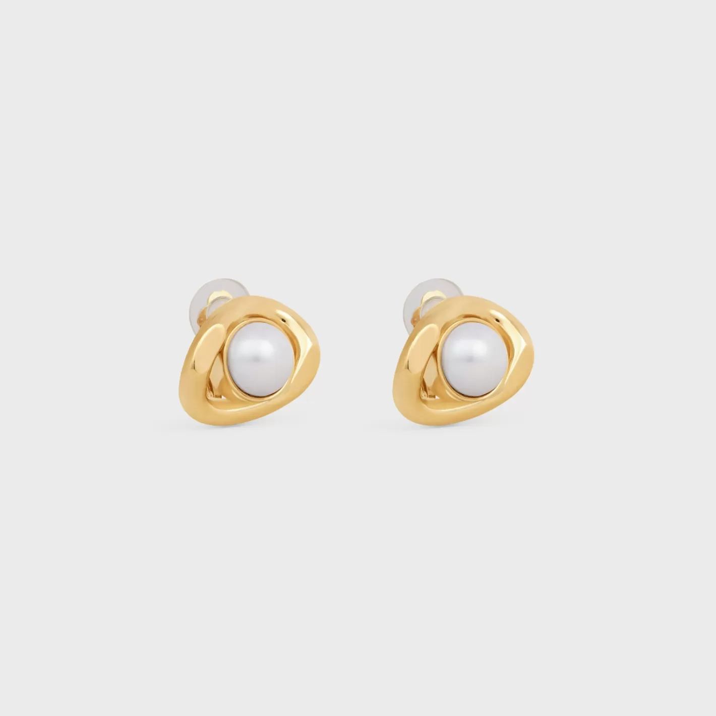 Sale CELINE Les Perles Maillon Earrings in Brass with Gold Finish and Resin Pearls GOLD/IVORY