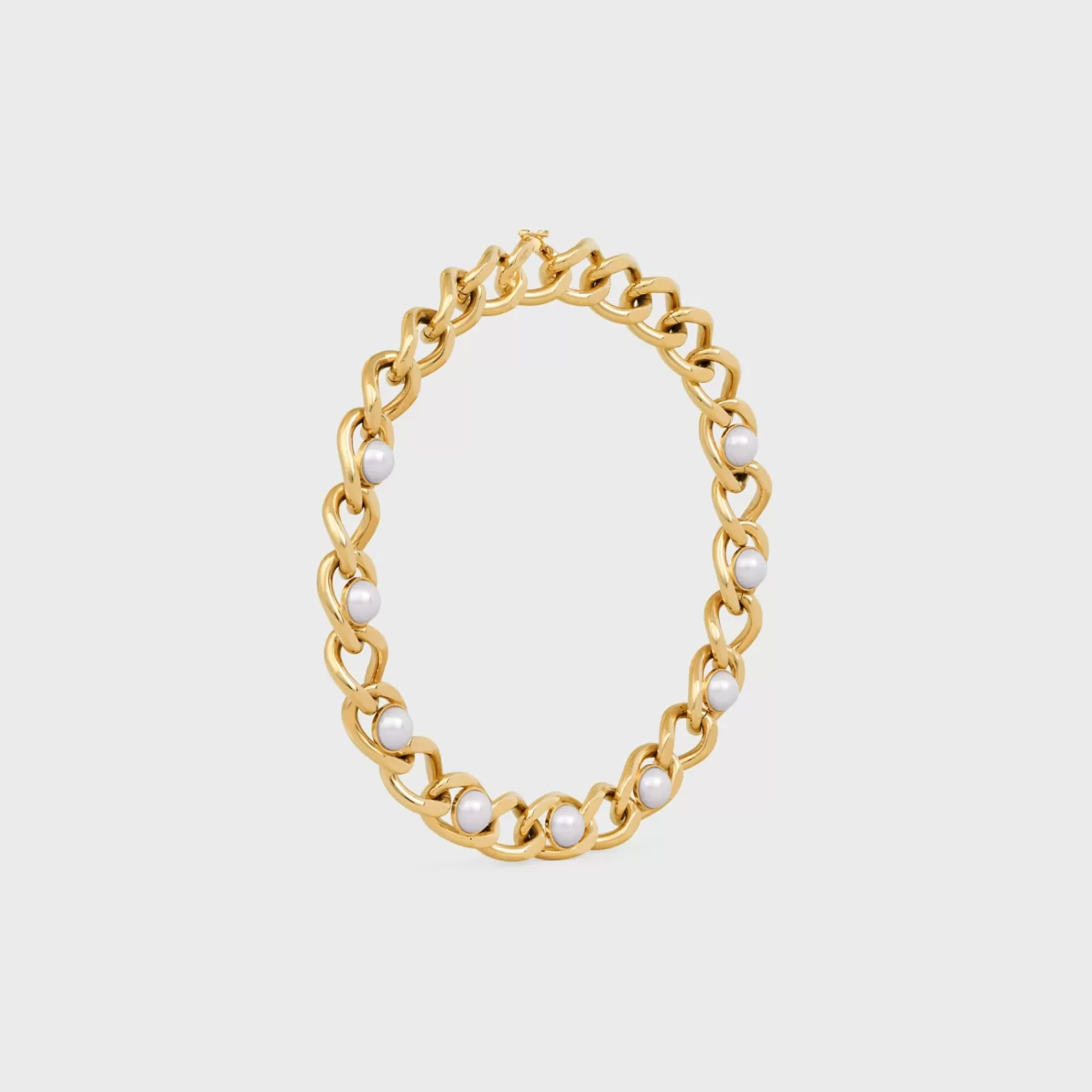 Best Sale CELINE Les Perles Maillon Necklace in Brass with Gold Finish and Resin Pearls GOLD/IVORY