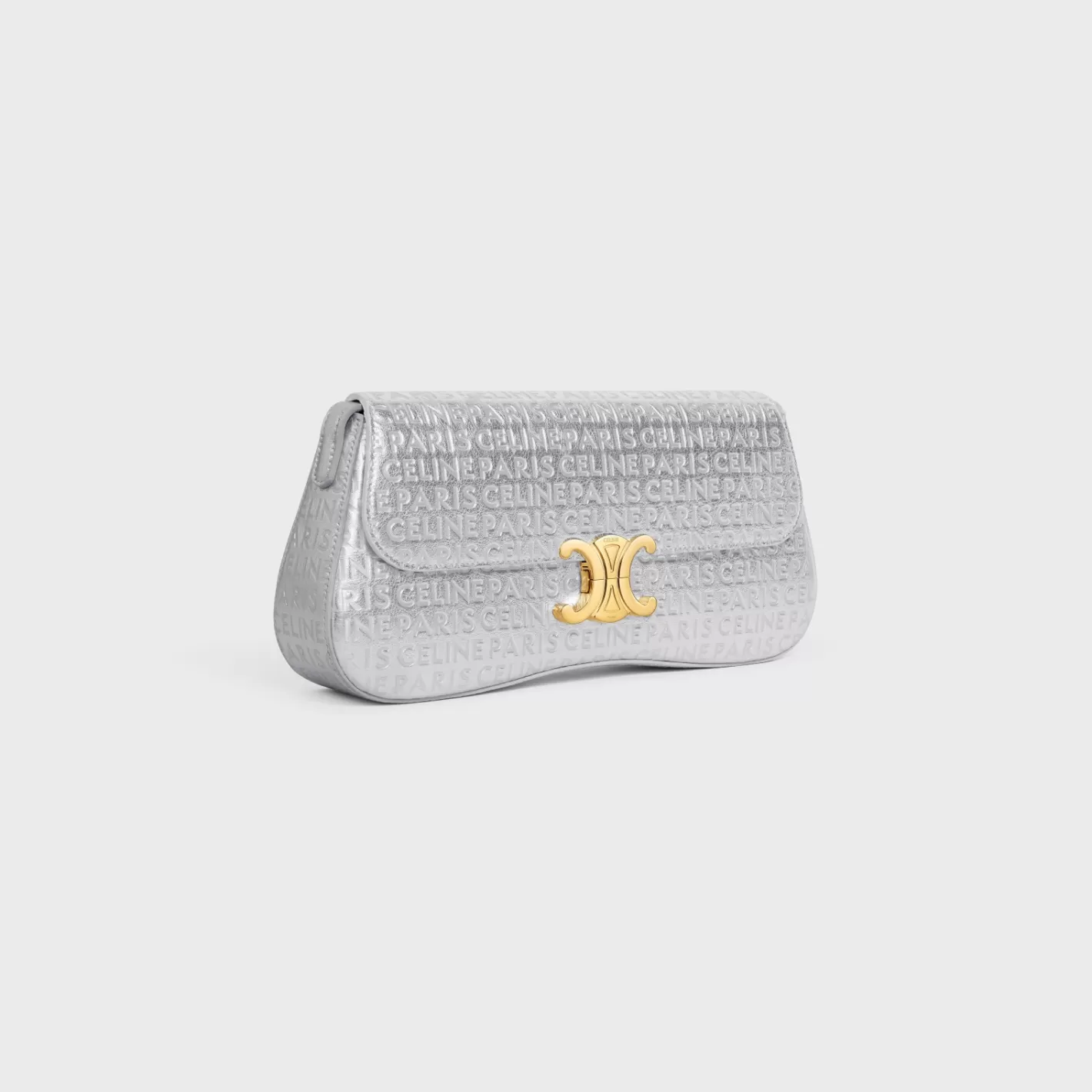 Fashion CELINE MEDIUM LOLA BAG in laminated calfskin with all-over SILVER