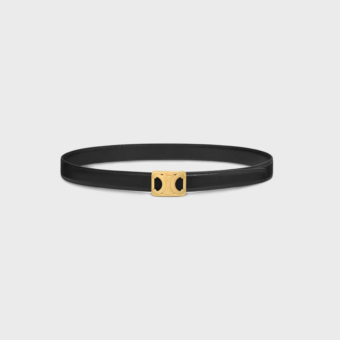 Best Sale CELINE MEDIUM REVERSIBLE FRAMED TRIOMPHE BELT in TAURILLON AND LIZARD EMBOSSED CALFSKIN BLACK