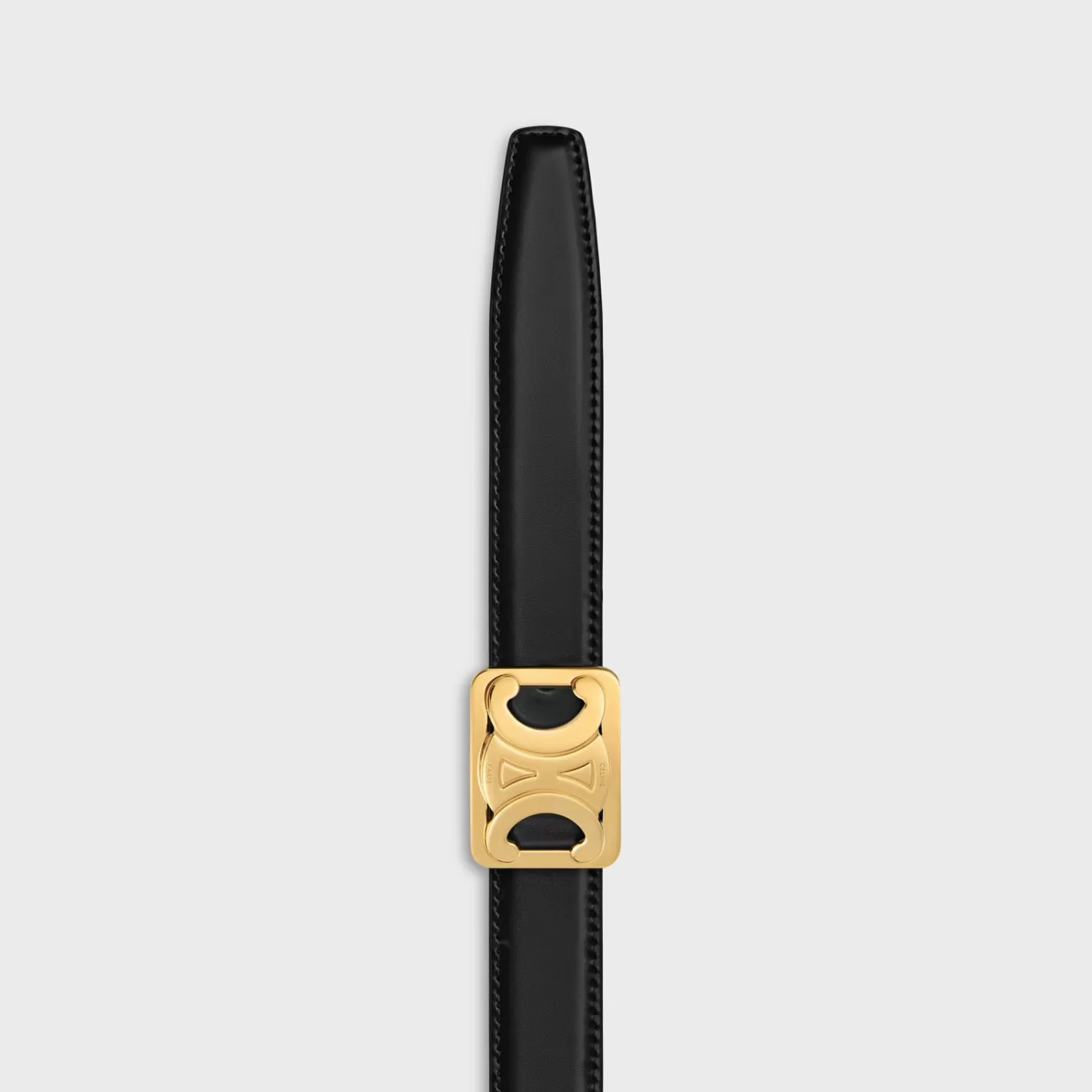 Best Sale CELINE MEDIUM REVERSIBLE FRAMED TRIOMPHE BELT in TAURILLON AND LIZARD EMBOSSED CALFSKIN BLACK
