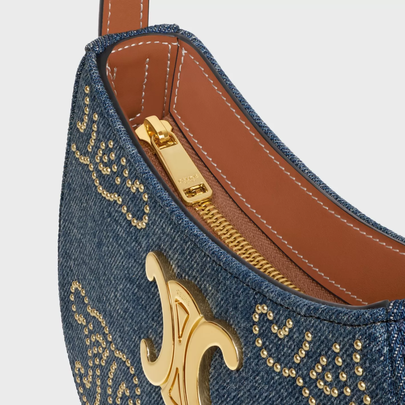 Fashion CELINE MEDIUM TILLY BAG in WITH TRIOMPHE STUDS AND CALFSKIN DENIM