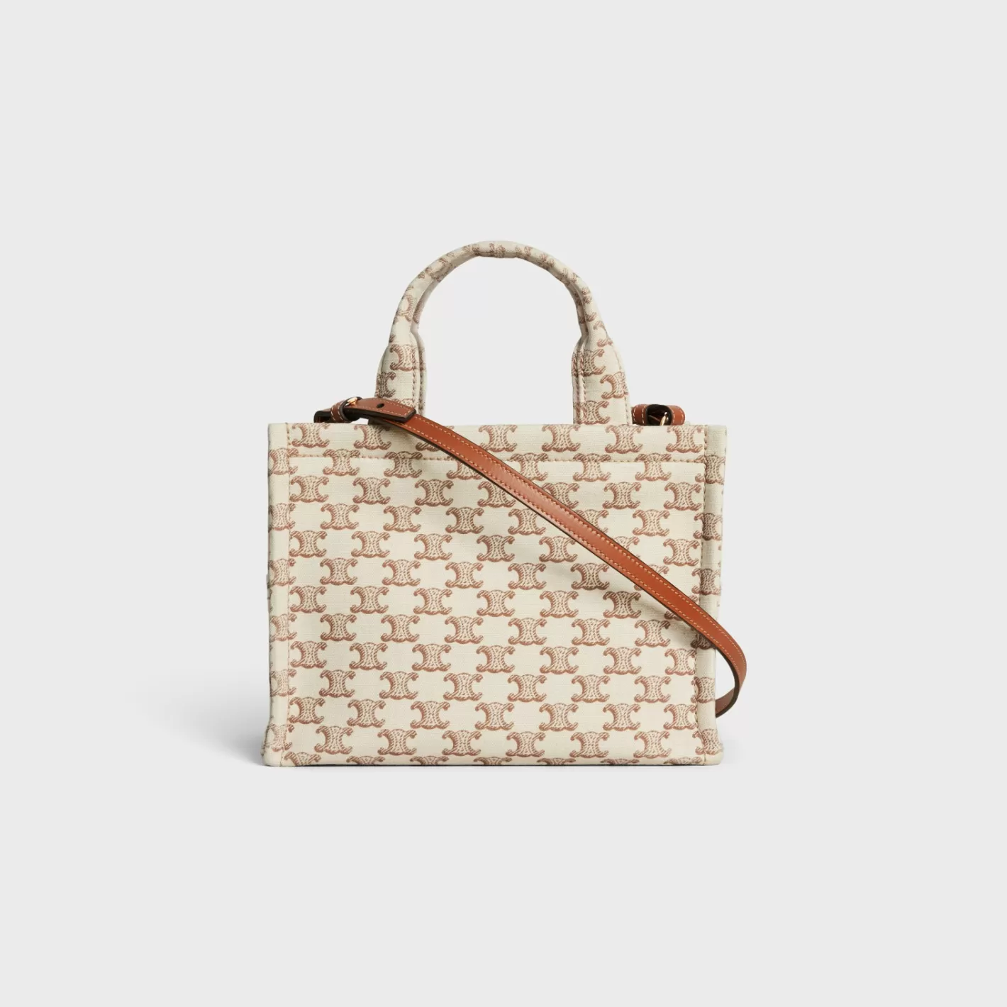 Outlet CELINE small cabas thais in TEXTILE WITH TRIOMPHE CANVAS PRINT AND CALFSKIN WHITE