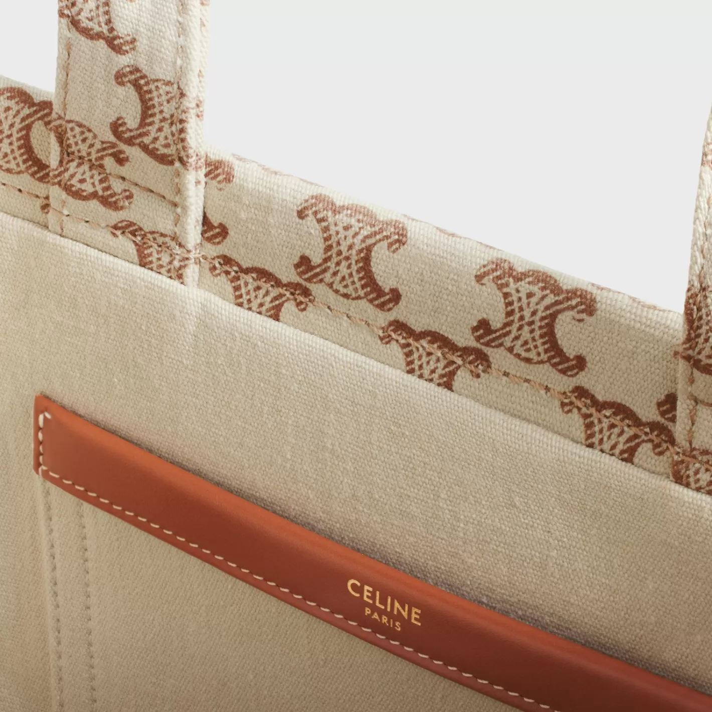 Outlet CELINE small cabas thais in TEXTILE WITH TRIOMPHE CANVAS PRINT AND CALFSKIN WHITE