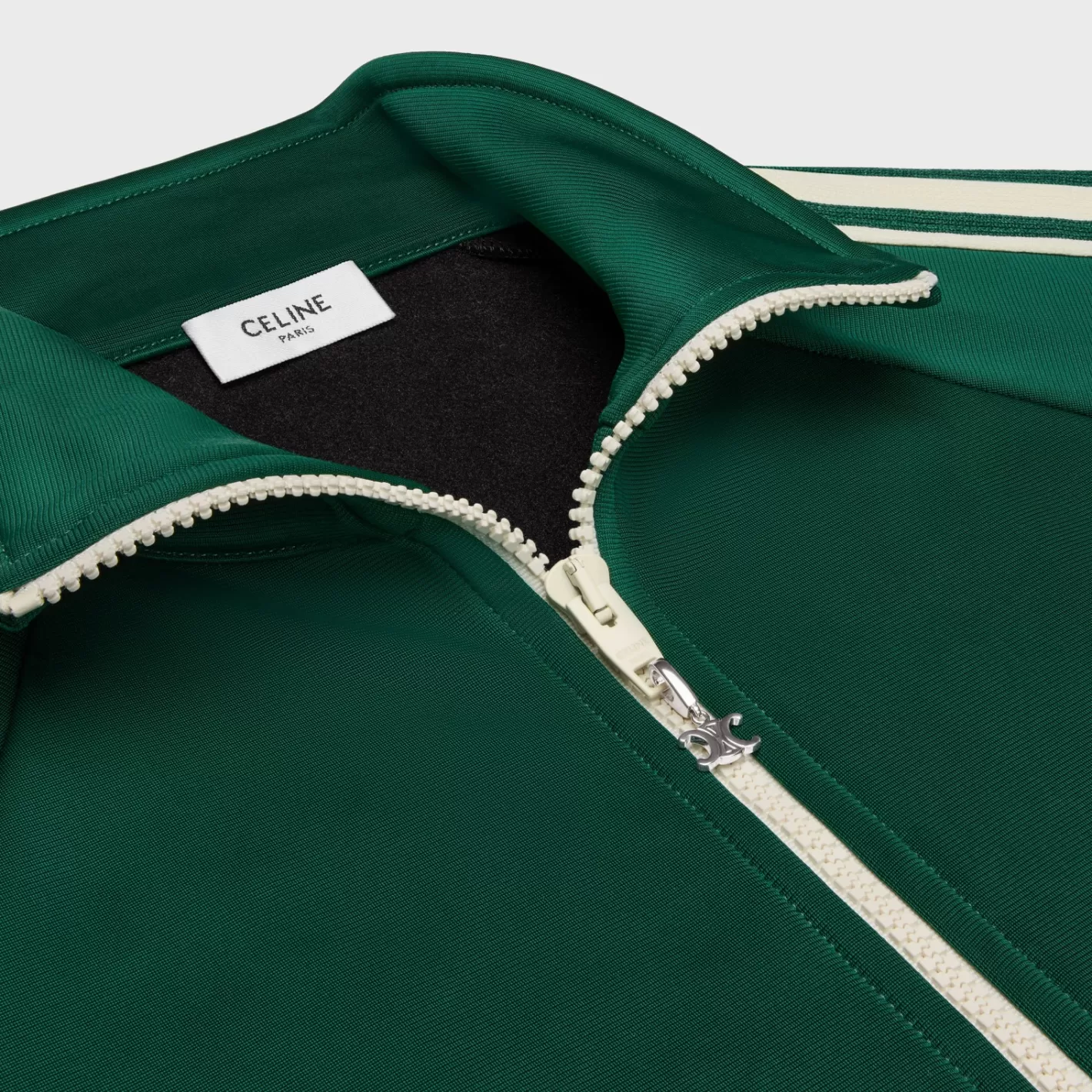 Hot CELINE tracksuit jacket in vintage double jersey VERTBOUTEILLE/OFFWHITE