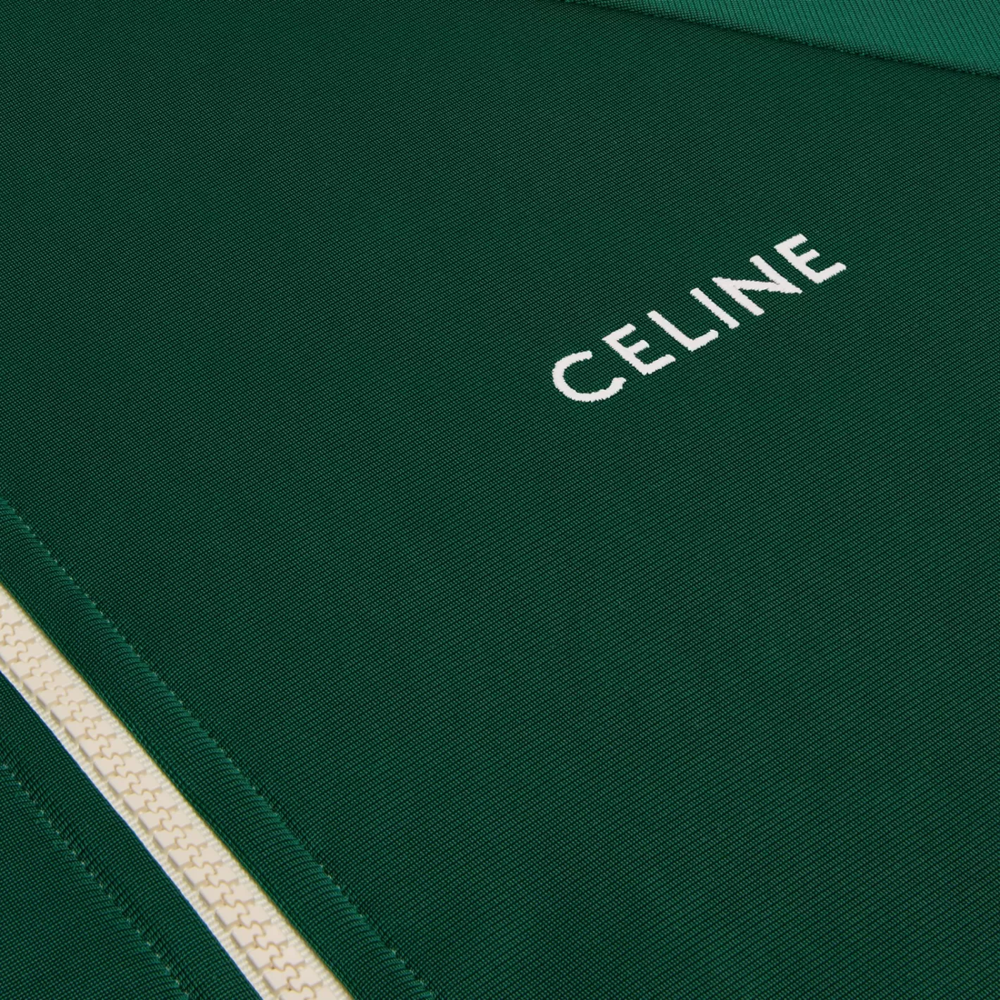 Hot CELINE tracksuit jacket in vintage double jersey VERTBOUTEILLE/OFFWHITE