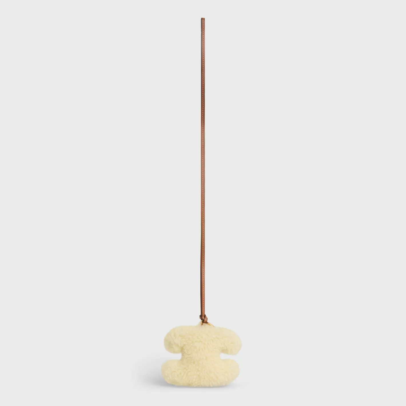 Cheap CELINE TRIOMPHE pom-pom keyring in SHEARLING AND SMOOTH CALFSKIN with Gold Finishing NATURAL/TAN