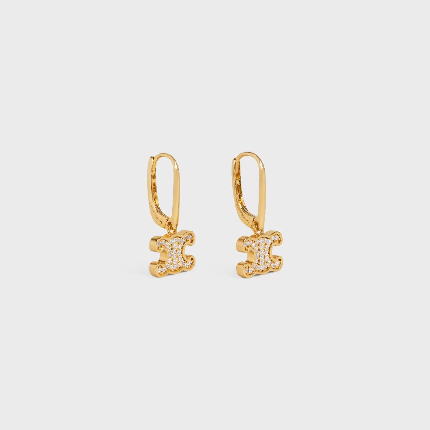 Best CELINE Triomphe Rhinestone Earrings in Brass with Finish and Crystals GOLD