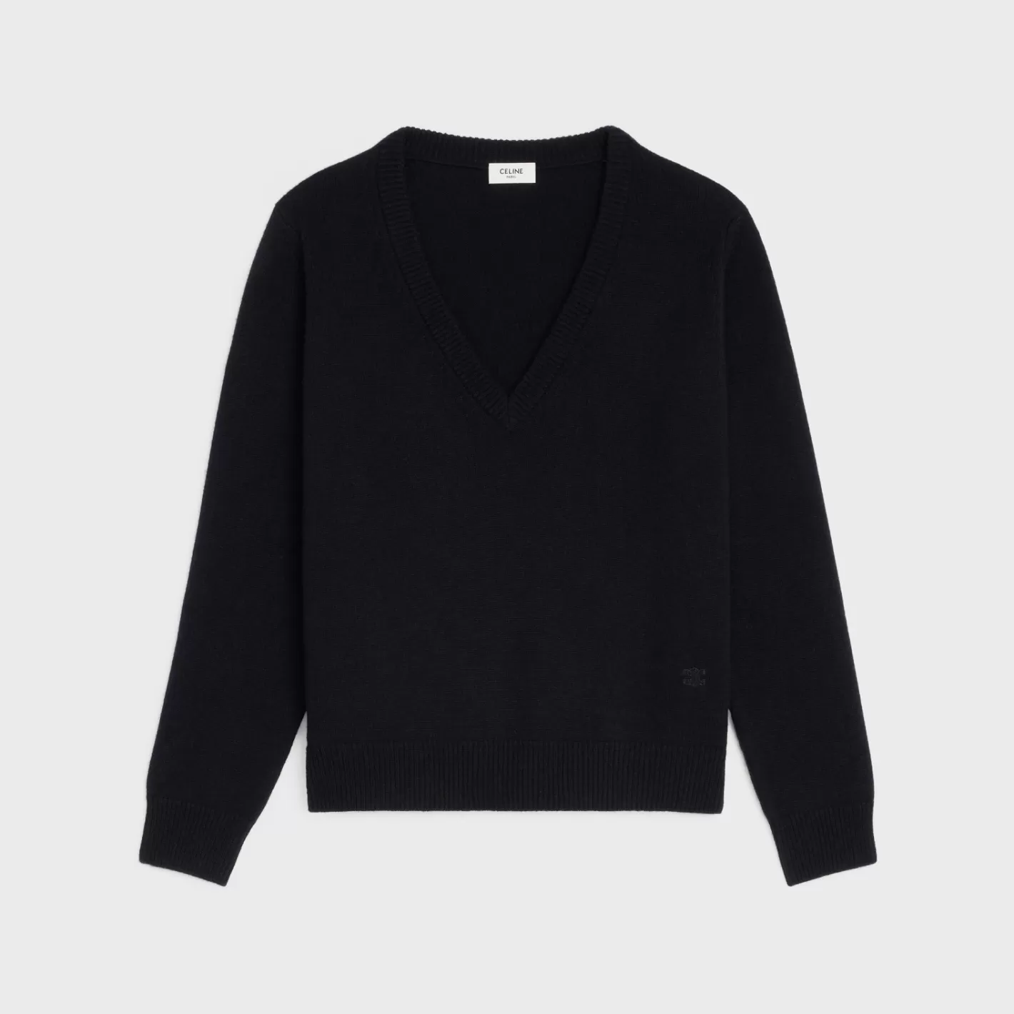 Hot CELINE TRIOMPHE V-NECK SWEATER IN HERITAGE CASHMERE BLACK